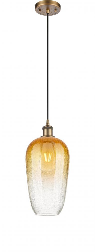 Brookhaven Flute - 1 Light - 7 inch - Brushed Brass - Cord hung - Mini Pendant