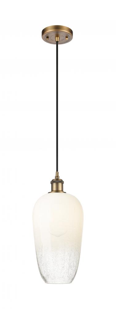 Brookhaven Flute - 1 Light - 7 inch - Brushed Brass - Cord hung - Mini Pendant