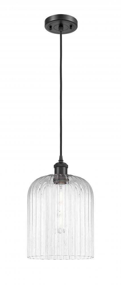 Bridal Veil - 1 Light - 5 inch - Matte Black - Cord hung - Mini Pendant