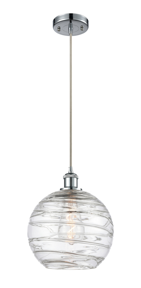 Athens Deco Swirl - 1 Light - 10 inch - Polished Chrome - Cord hung - Mini Pendant