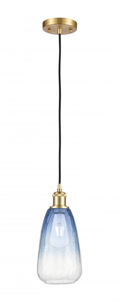 Brookhaven Almond - 1 Light - 6 inch - Satin Gold - Cord hung - Mini Pendant