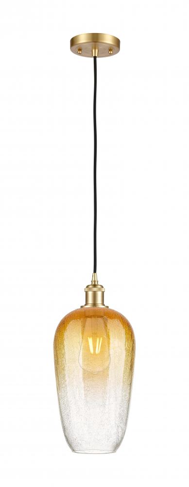 Brookhaven Flute - 1 Light - 7 inch - Satin Gold - Cord hung - Mini Pendant