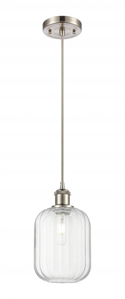 Preston Cylinder - 1 Light - 7 inch - Brushed Satin Nickel - Cord hung - Mini Pendant
