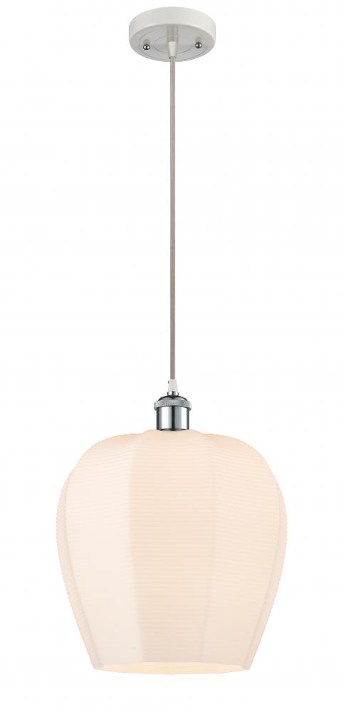 Norfolk - 1 Light - 12 inch - White Polished Chrome - Cord hung - Mini Pendant