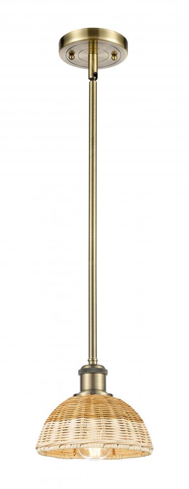 Bristol Natural II - 1 Light - 8 inch - Antique Brass - Stem hung - Mini Pendant