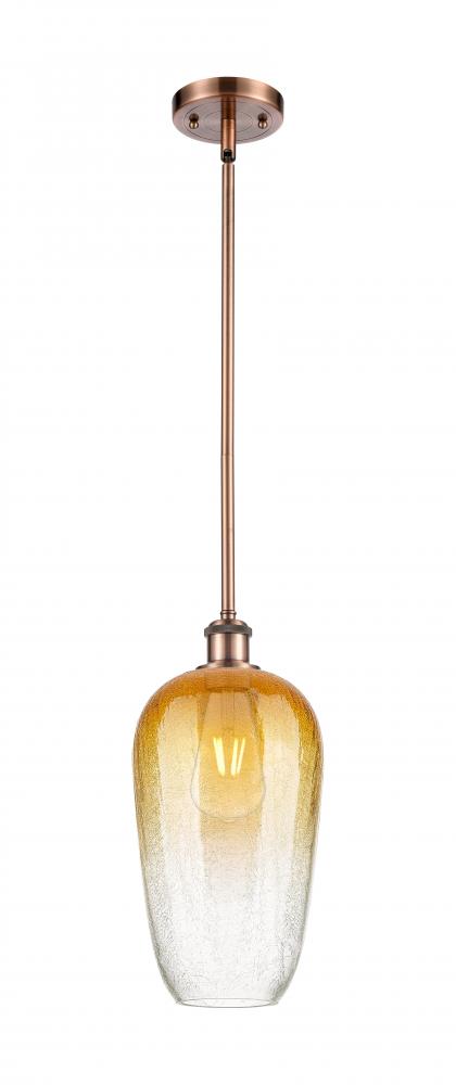 Brookhaven Flute - 1 Light - 7 inch - Antique Copper - Stem hung - Mini Pendant