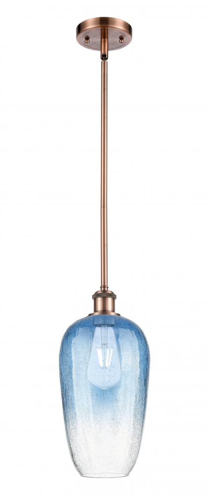 Brookhaven Flute - 1 Light - 7 inch - Antique Copper - Stem hung - Mini Pendant