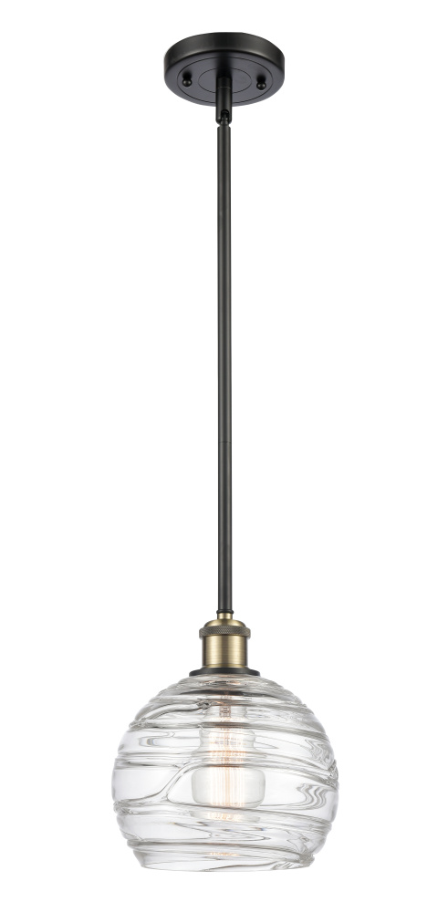 Athens Deco Swirl - 1 Light - 8 inch - Black Antique Brass - Stem hung - Mini Pendant