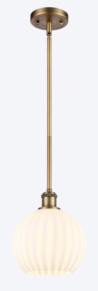 White Venetian - 1 Light - 8 inch - Brushed Brass - Mini Pendant