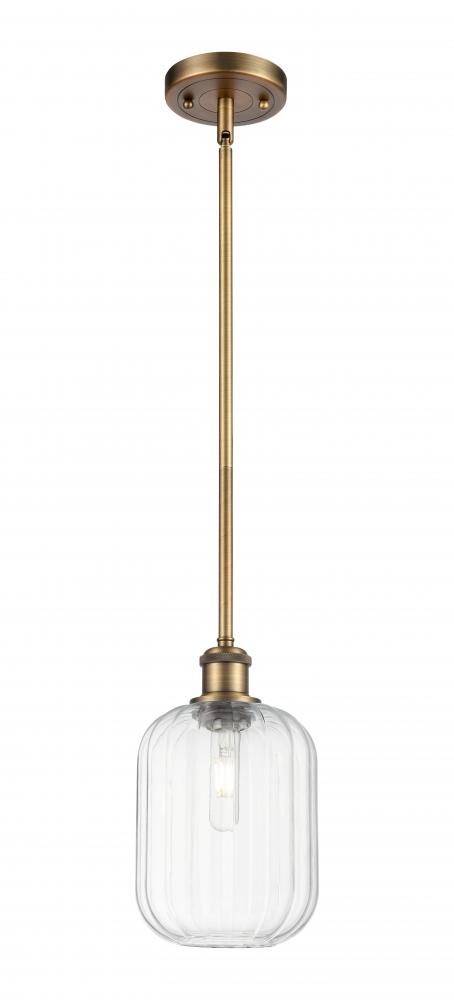 Preston Cylinder - 1 Light - 7 inch - Brushed Brass - Stem hung - Mini Pendant