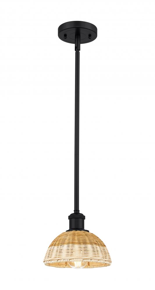 Bristol Natural II - 1 Light - 8 inch - Matte Black - Stem hung - Mini Pendant