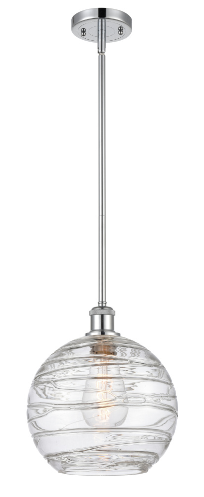 Athens Deco Swirl - 1 Light - 10 inch - Polished Chrome - Stem hung - Mini Pendant