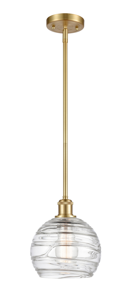 Athens Deco Swirl - 1 Light - 8 inch - Satin Gold - Stem hung - Mini Pendant