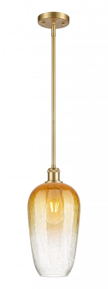 Brookhaven Flute - 1 Light - 7 inch - Satin Gold - Stem hung - Mini Pendant