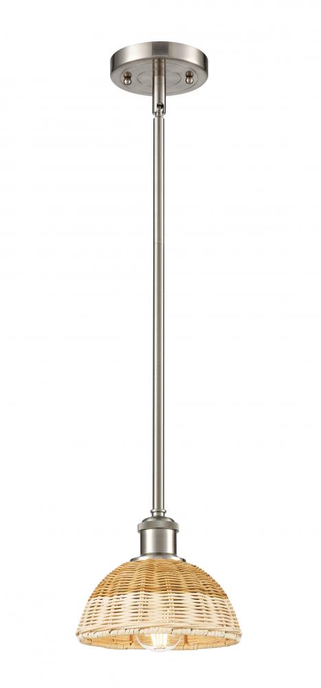 Bristol Natural II - 1 Light - 8 inch - Brushed Satin Nickel - Stem hung - Mini Pendant