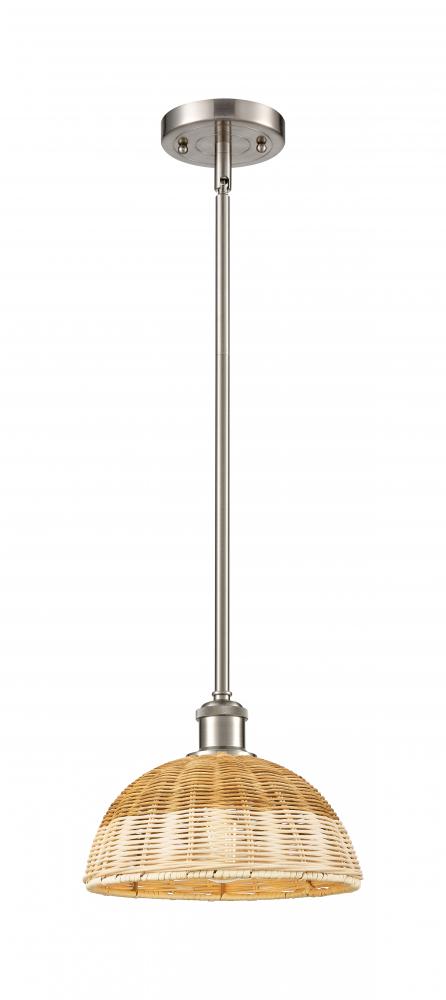 Bristol Natural II - 1 Light - 9 inch - Brushed Satin Nickel - Stem hung - Mini Pendant