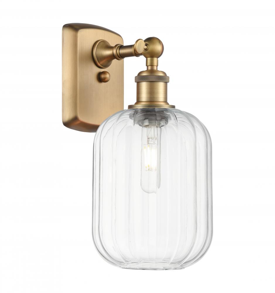 Preston Cylinder - 1 Light - 7 inch - Brushed Brass - Sconce