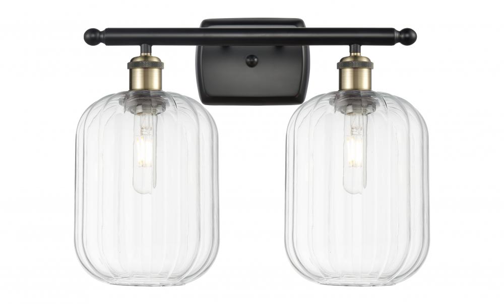 Preston Cylinder - 2 Light - 17 inch - Black Antique Brass - Bath Vanity Light
