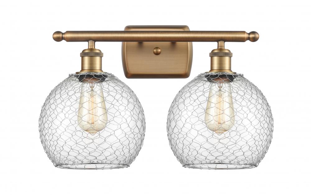 Farmhouse Chicken Wire 2 Light Bath Vanity Light