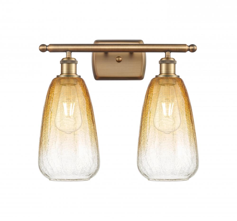 Brookhaven Almond - 2 Light - 16 inch - Brushed Brass - Bath Vanity Light