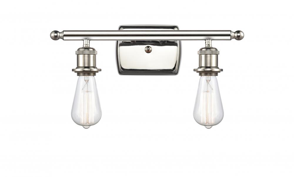 Bare Bulb - 2 Light - 16 inch - Polished Nickel - Bath Vanity Light