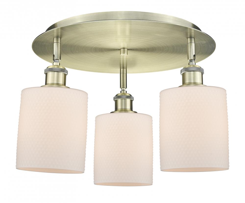 Cobbleskill - 3 Light - 17 inch - Antique Brass - Semi-Flush Mount
