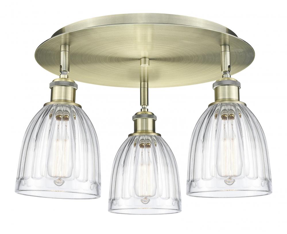Brookfield - 3 Light - 18 inch - Antique Brass - Semi-Flush Mount