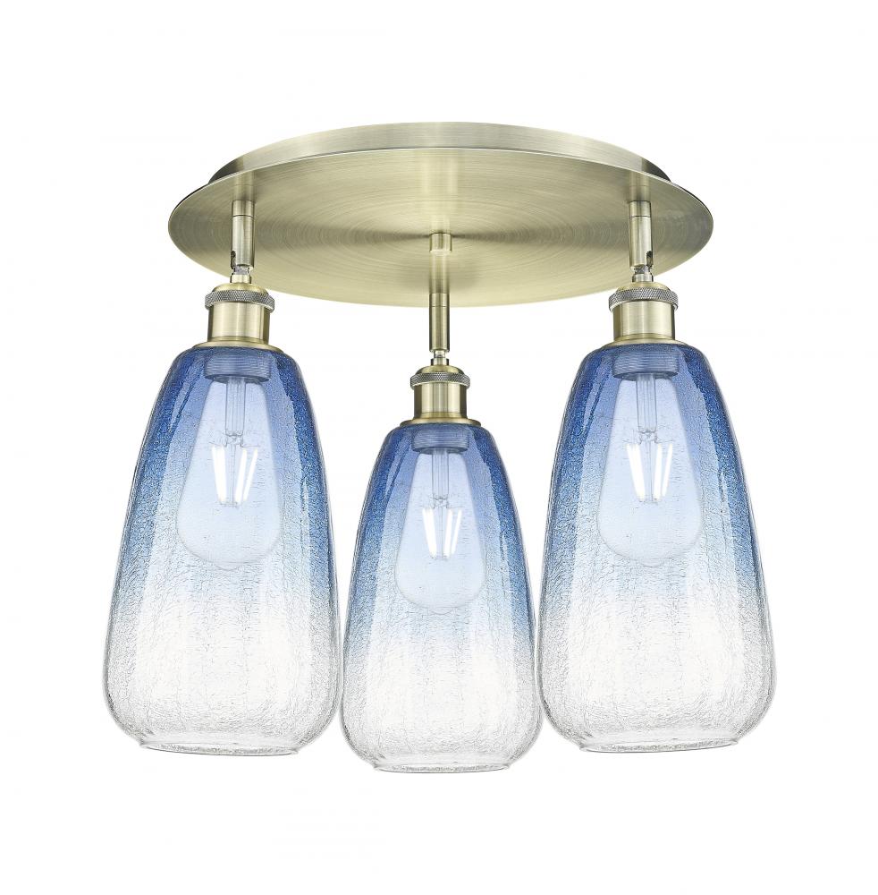 Brookhaven Almond - 3 Light - 18 inch - Antique Brass - Semi-Flush Mount