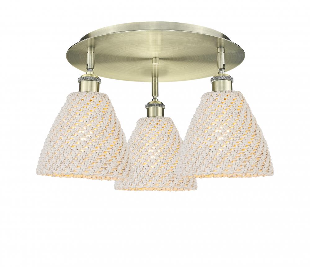 Bristol Natural - 3 Light - 6 inch - Antique Brass - Semi-Flush Mount