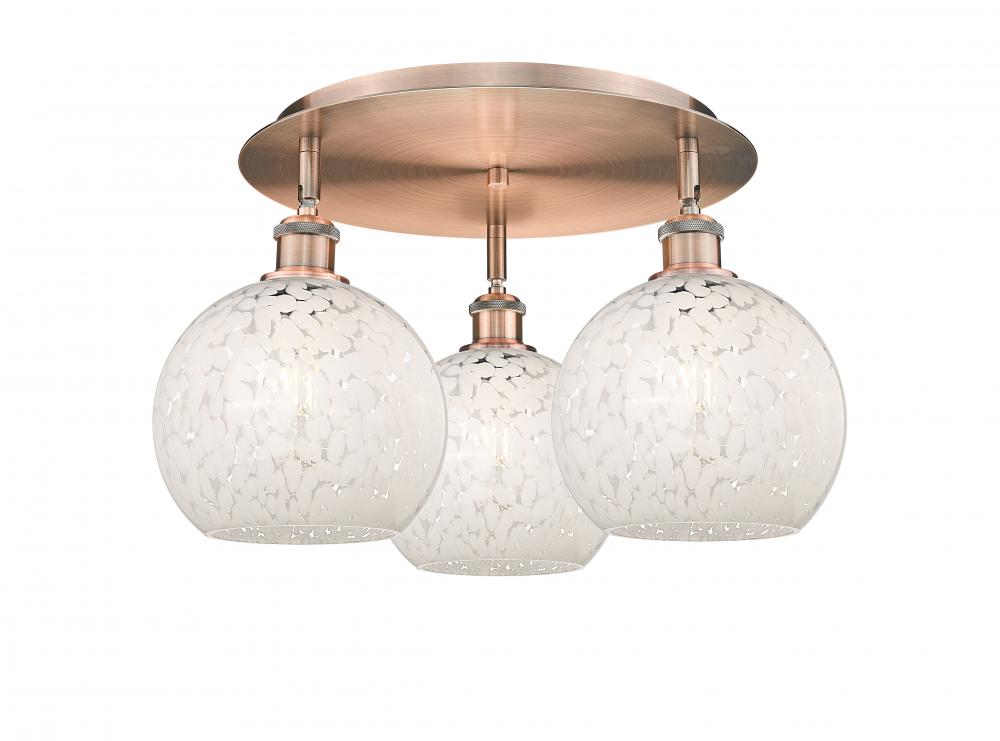 White Mouchette - 3 Light - 20 inch - Antique Copper - Semi-Flush Mount