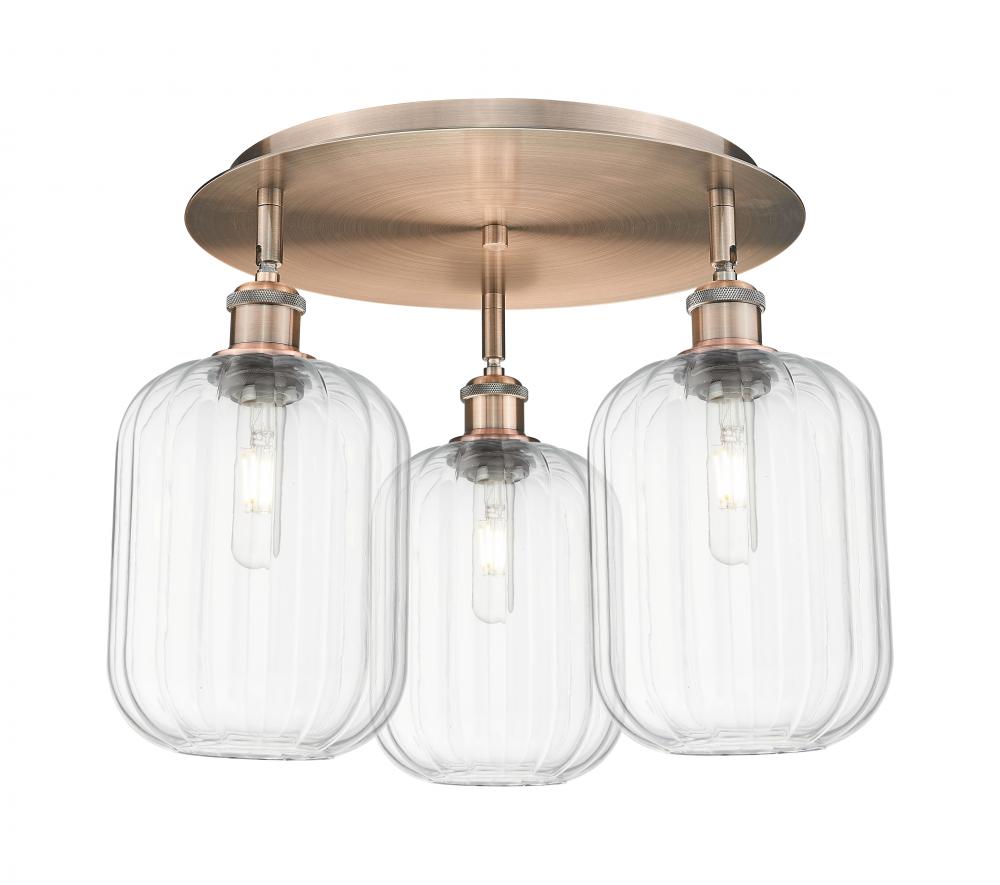 Preston Cylinder - 3 Light - 19 inch - Antique Copper - Semi-Flush Mount