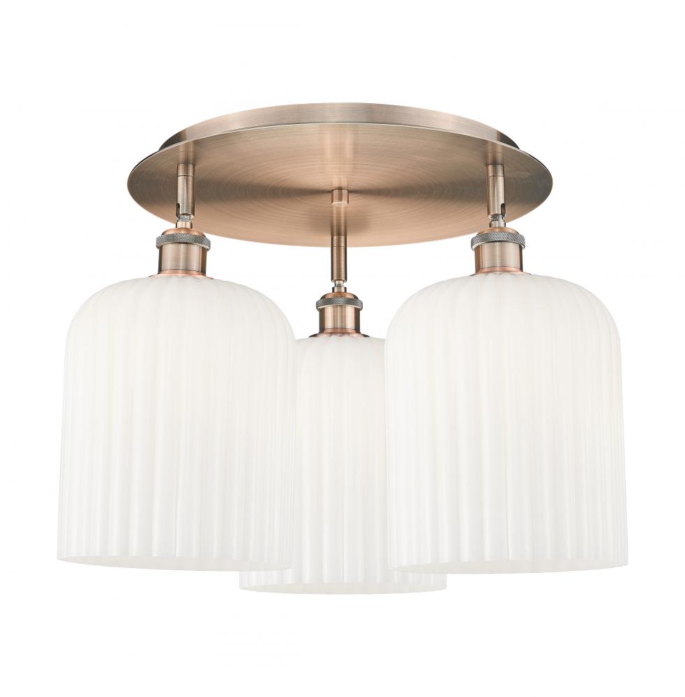 Bridal Veil - 3 Light - 17 inch - Antique Copper - Semi-Flush Mount