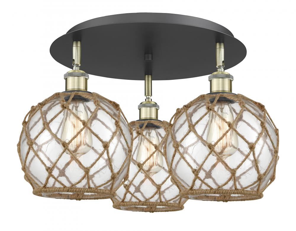 Farmhouse Rope - 3 Light - 20 inch - Black Antique Brass - Semi-Flush Mount