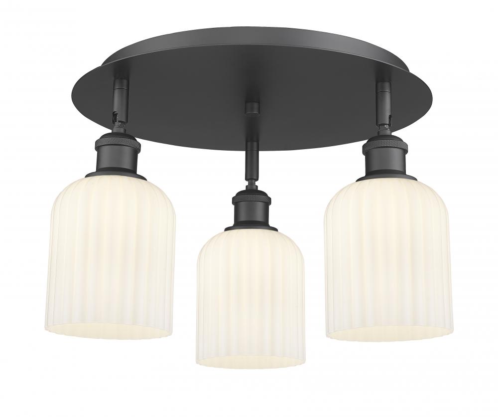 Bridal Veil - 3 Light - 17 inch - Matte Black - Semi-Flush Mount