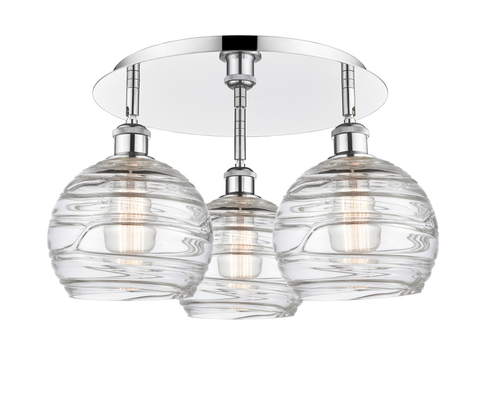 Athens Deco Swirl - 3 Light - 20 inch - Polished Chrome - Semi-Flush Mount