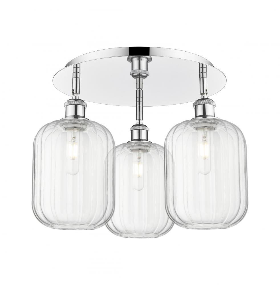 Preston Cylinder - 3 Light - 19 inch - Polished Chrome - Semi-Flush Mount