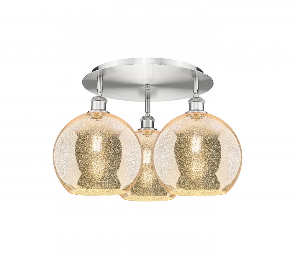 Athens - 3 Light - 22 inch - Satin Nickel - Semi-Flush Mount