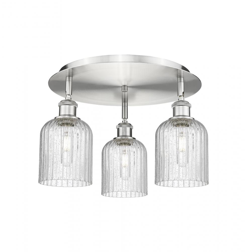 Bridal Veil - 3 Light - 17 inch - Satin Nickel - Semi-Flush Mount