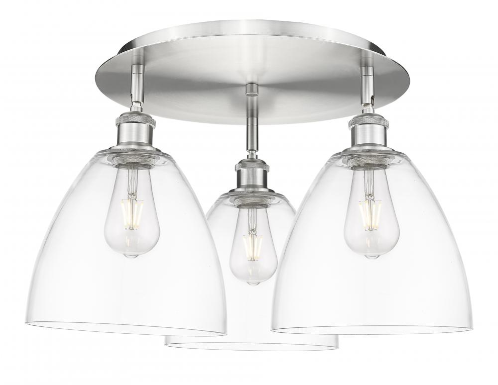 Bristol - 3 Light - 21 inch - Satin Nickel - Semi-Flush Mount