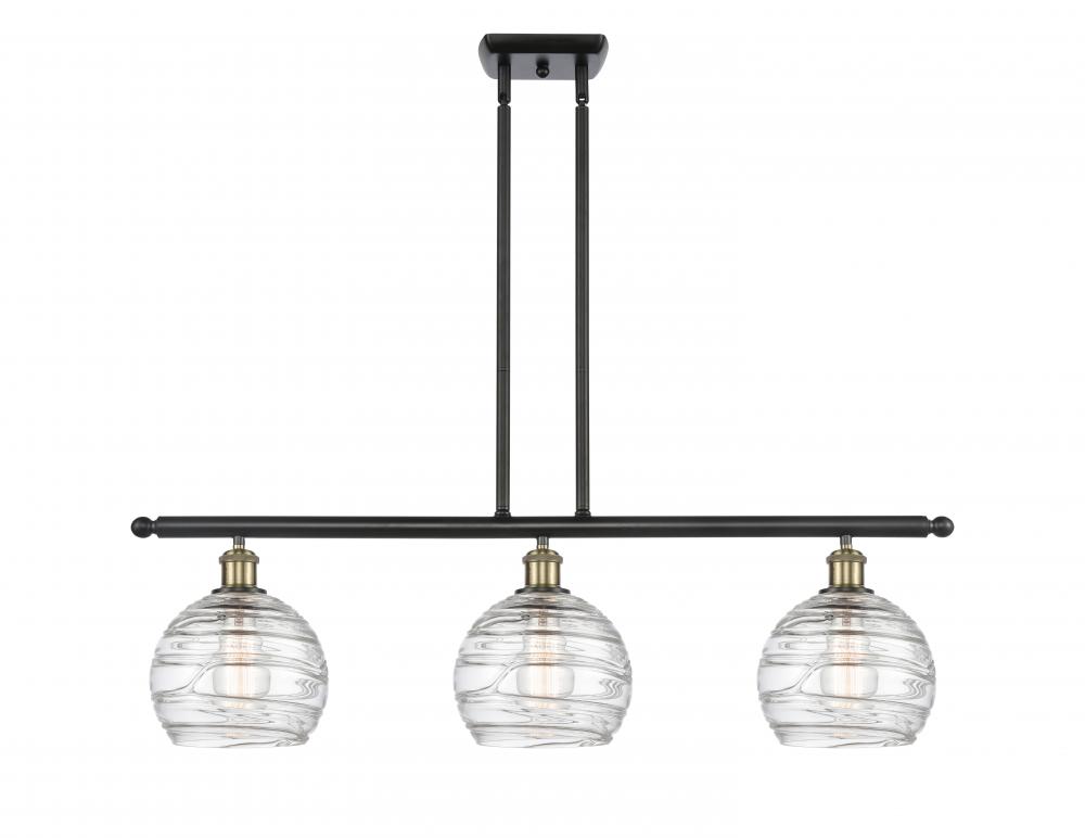 Athens Deco Swirl - 3 Light - 36 inch - Black Antique Brass - Stem hung - Island Light