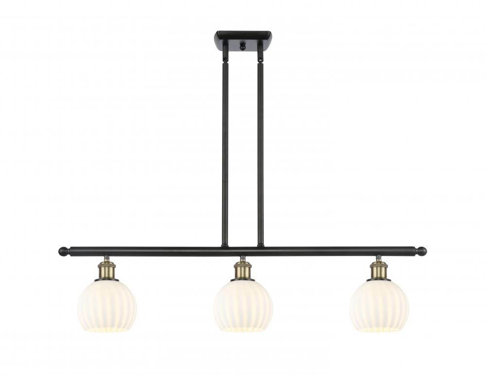 White Venetian - 3 Light - 36 inch - Black Antique Brass - Stem Hung - Island Light