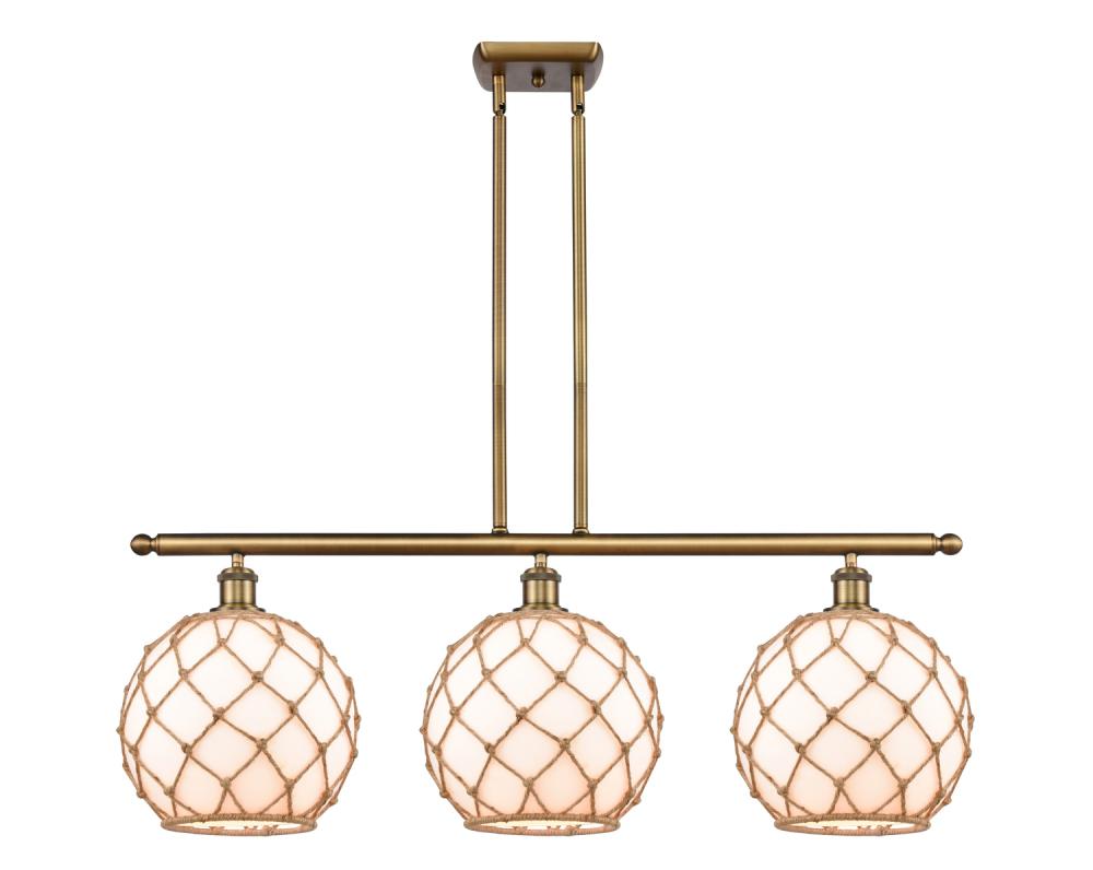 Farmhouse Rope - 3 Light - 37 inch - Brushed Brass - Stem hung - Island Light