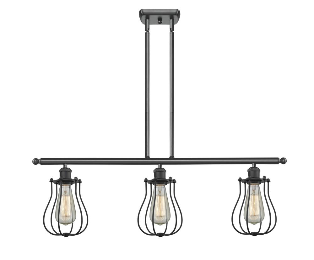 Muselet - 3 Light - 36 inch - Matte Black - Stem hung - Island Light