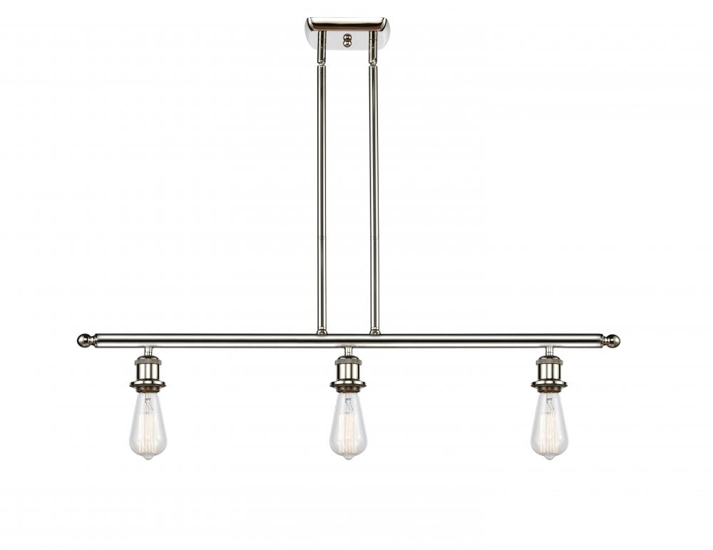 Bare Bulb - 3 Light - 36 inch - Polished Nickel - Stem hung - Island Light
