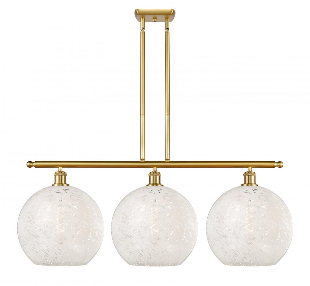 White Mouchette - 3 Light - 39 inch - Satin Gold - Stem Hung - Island Light