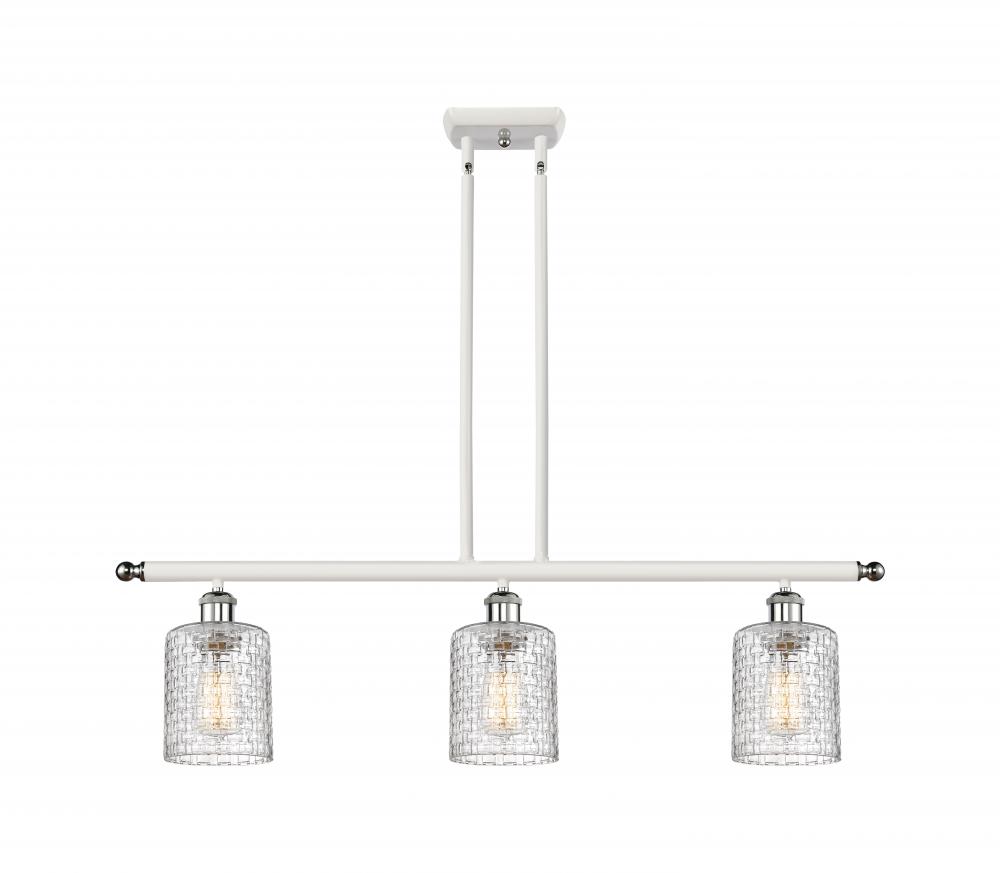 Cobbleskill - 3 Light - 36 inch - White Polished Chrome - Stem hung - Island Light
