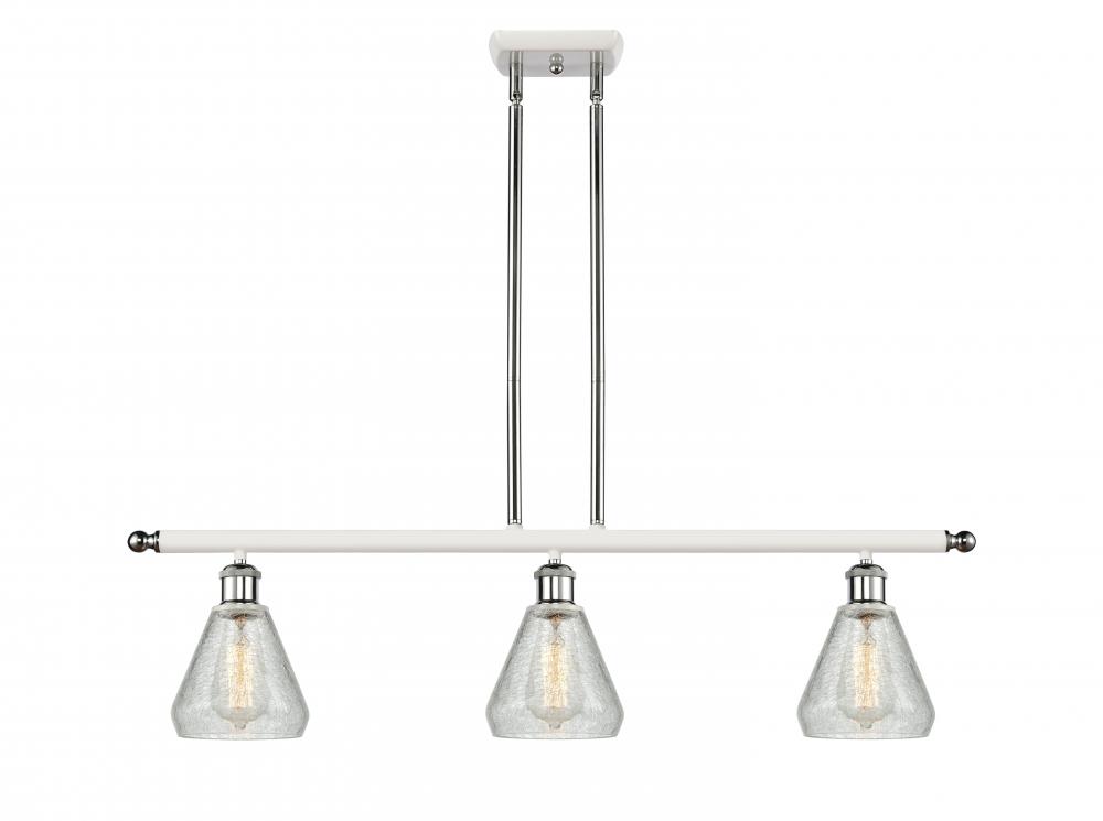 Conesus - 3 Light - 36 inch - White Polished Chrome - Stem hung - Island Light