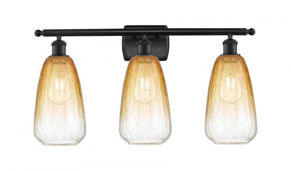 Brookhaven Almond - 3 Light - 26 inch - Matte Black - Bath Vanity Light