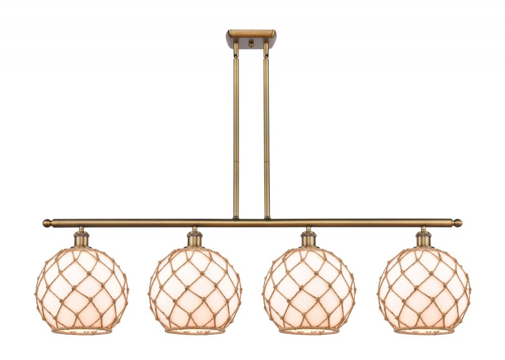 Farmhouse Rope - 4 Light - 48 inch - Brushed Brass - Stem hung - Island Light