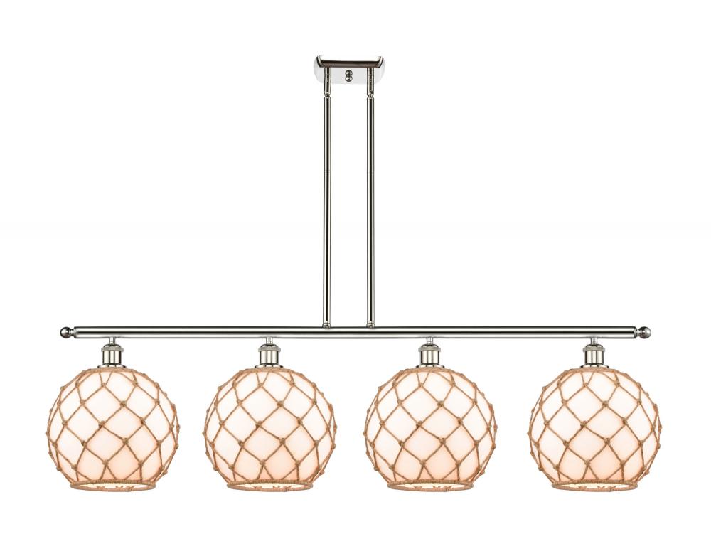 Farmhouse Rope - 4 Light - 48 inch - Polished Nickel - Stem hung - Island Light